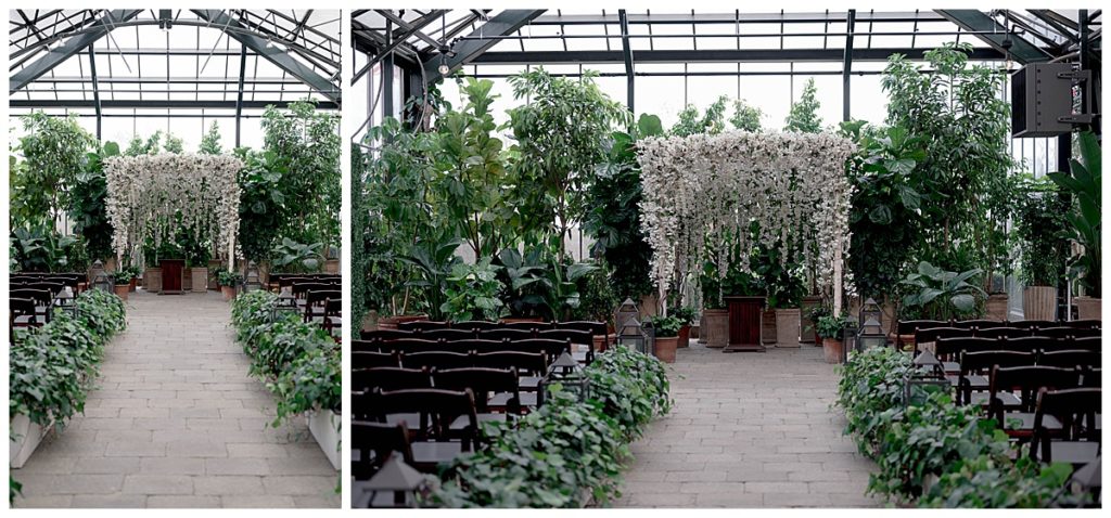 Planterra Conservatory wedding ceremony botanicals.