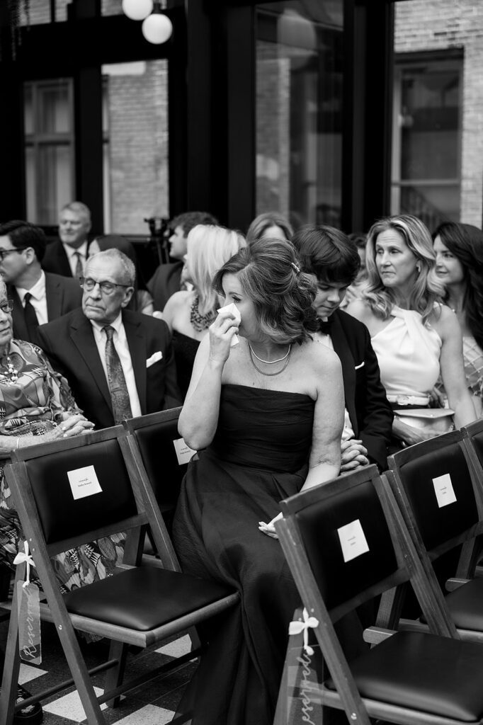 Mother of the bride getting emotional during the ceremony
