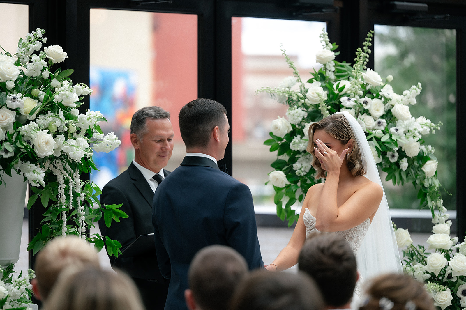 Bride getting emotional during the ceremony