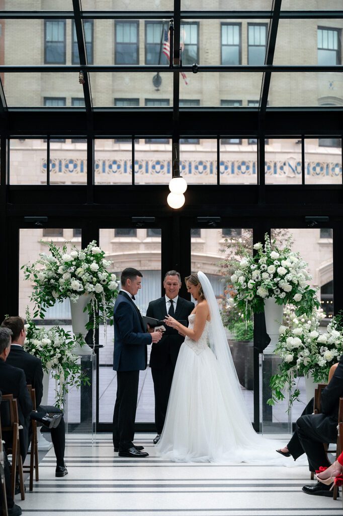 Bride reading vows during the ceremony