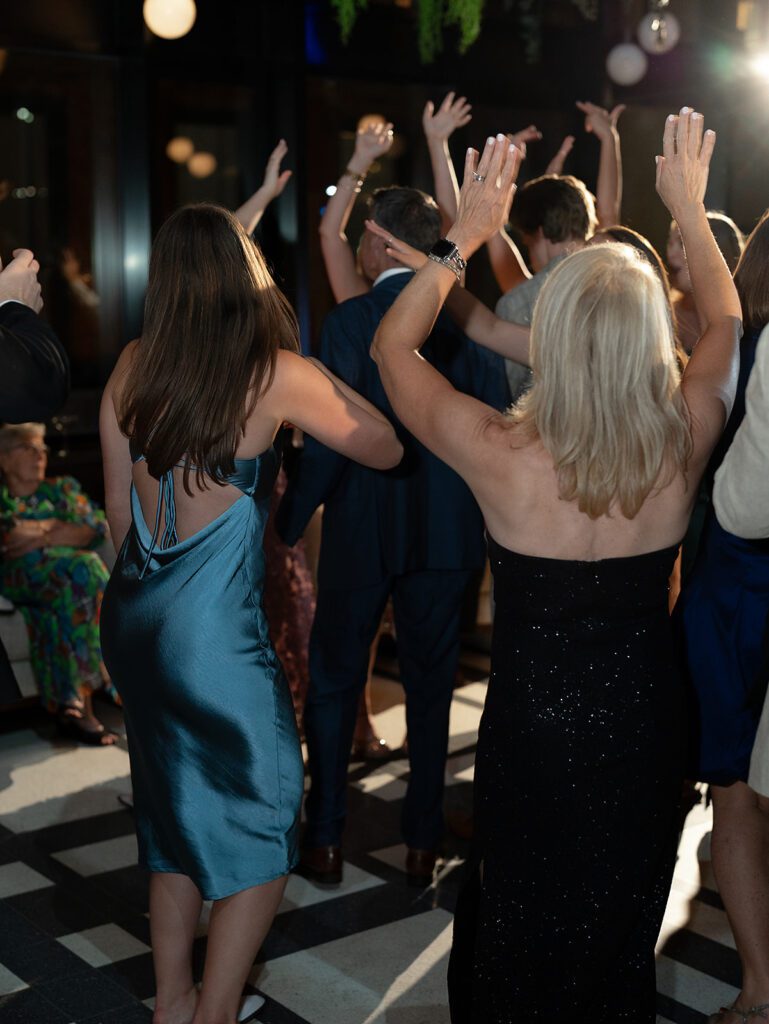 Wedding guests dancing