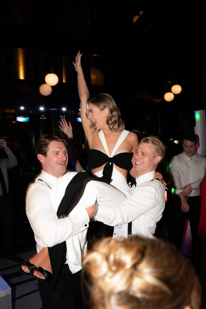 Bride having fun during the reception