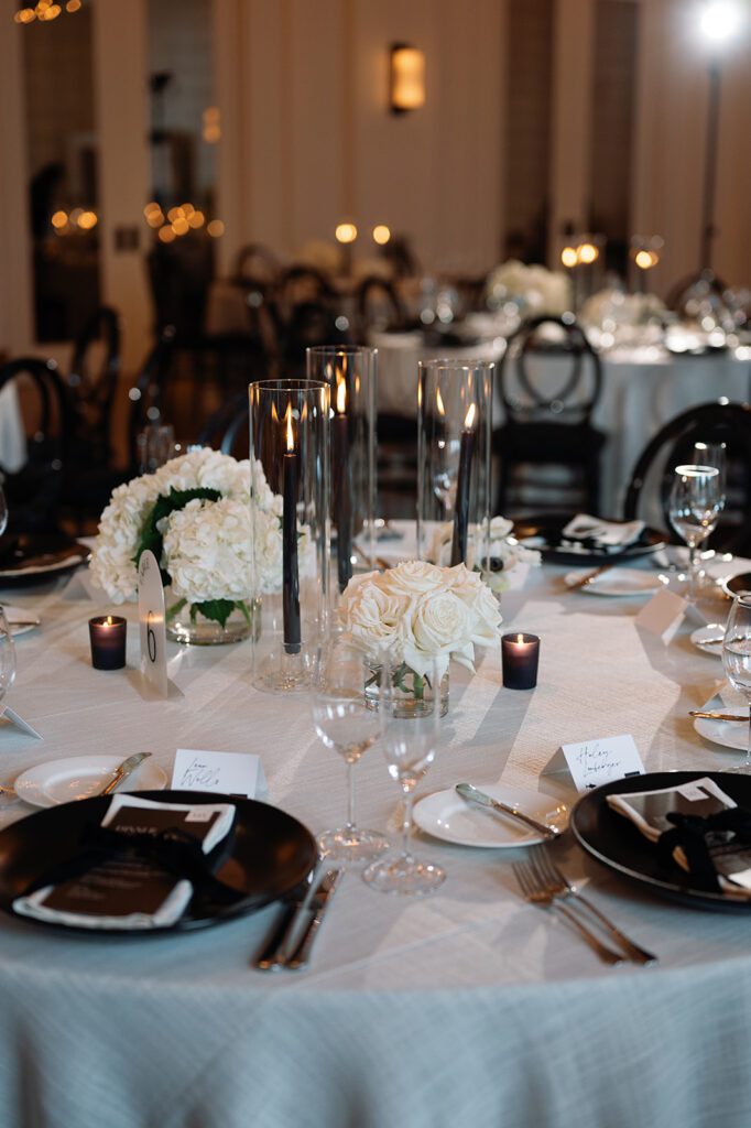 Indoor Shinola Hotel wedding reception in Bixby Hall