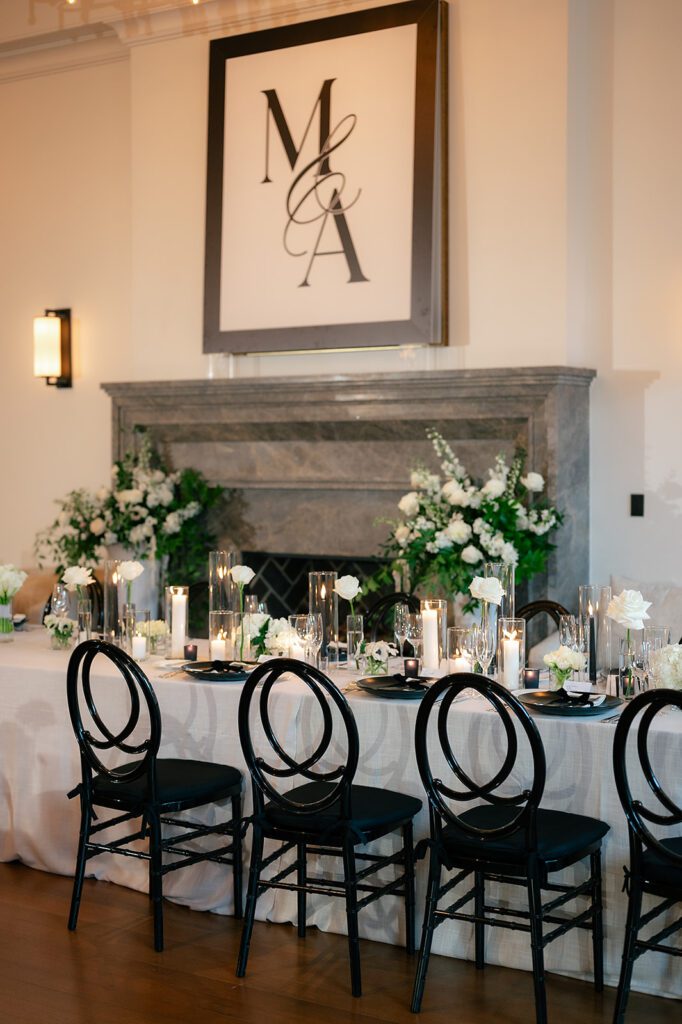 Indoor Shinola Hotel wedding reception in Bixby Hall