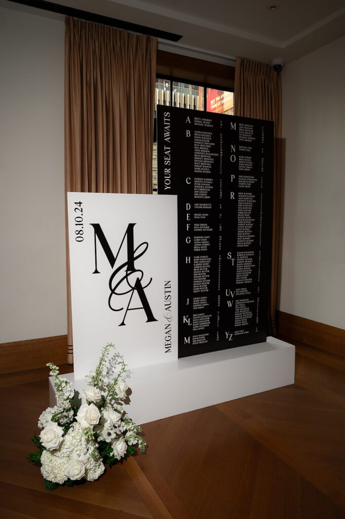 Classic and elegant Shinola Hotel wedding reception seating chart