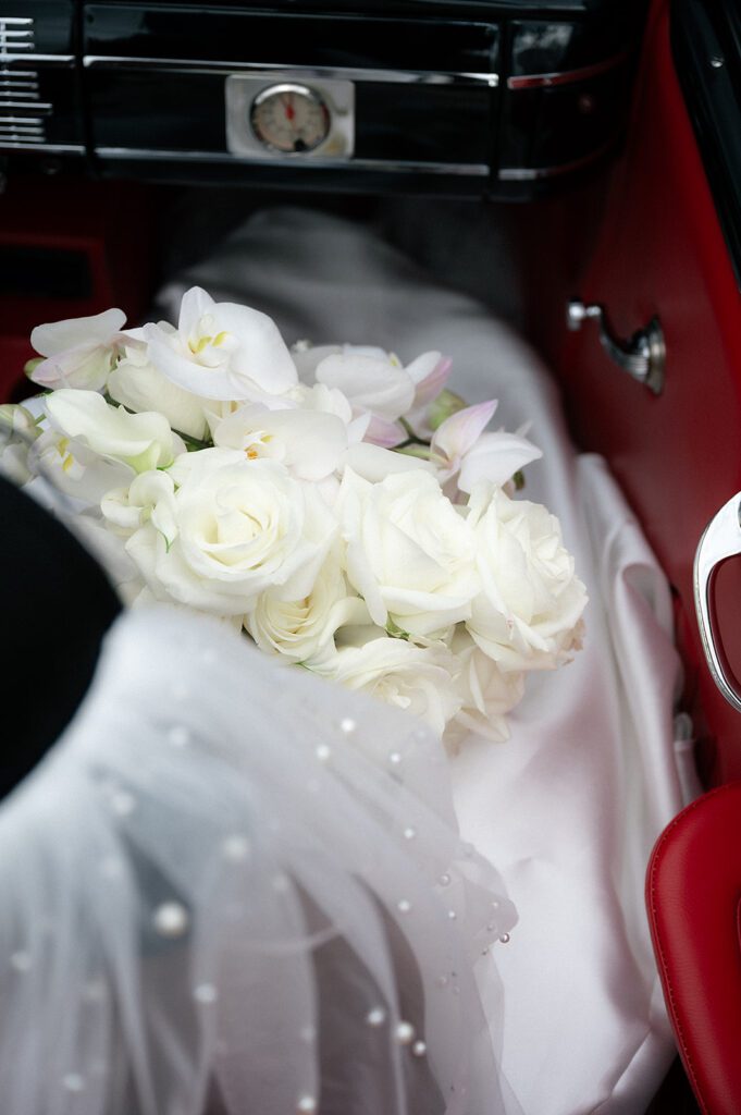 Brides wedding bouquet detail shot