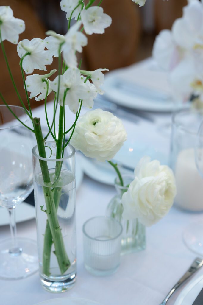 Elegant Book Tower wedding reception details and decor in The Conservatory 