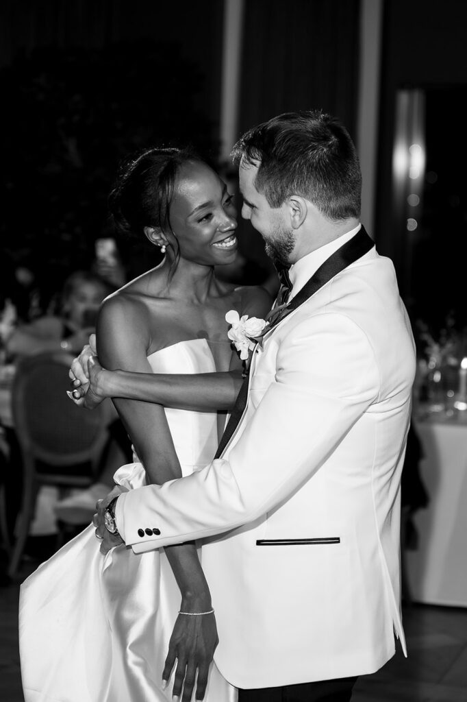 Bride and grooms first dance during their Book Tower wedding reception in The Conservatory