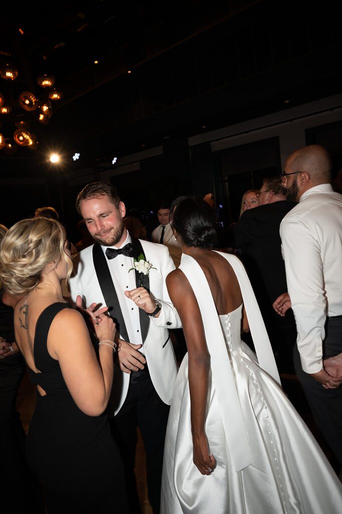 Bride and groom dancing during their wedding reception