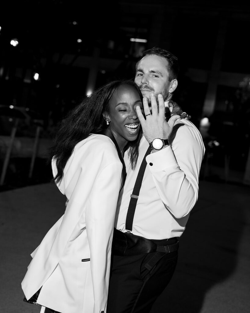 Flash end of the night bride and grooms portraits from a Detroit Book Tower wedding