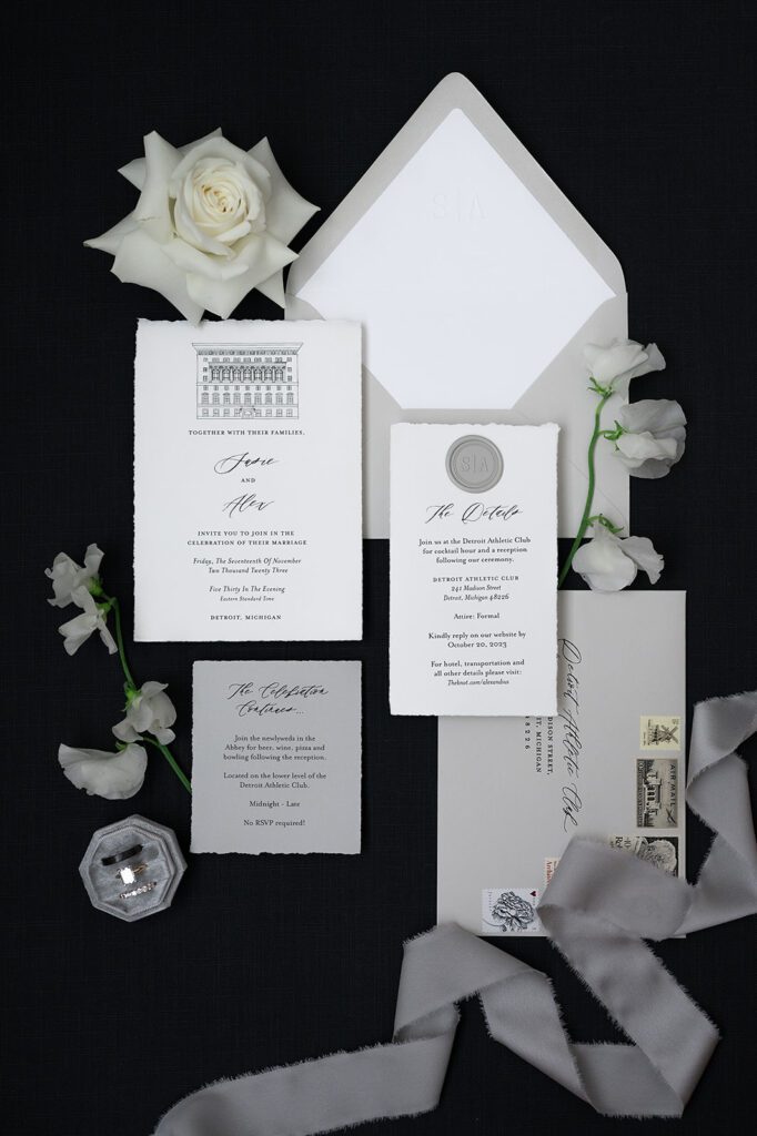 Elegant wedding details from a Detroit Athletic Club wedding in Detroit, Michigan
