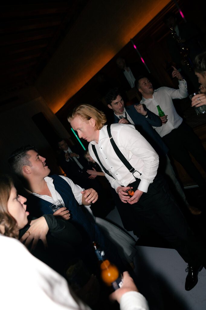 Groom mingling with guests