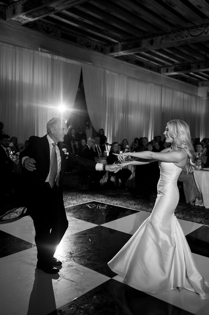 Bride dancing with her father during her Detroit Athletic Club wedding