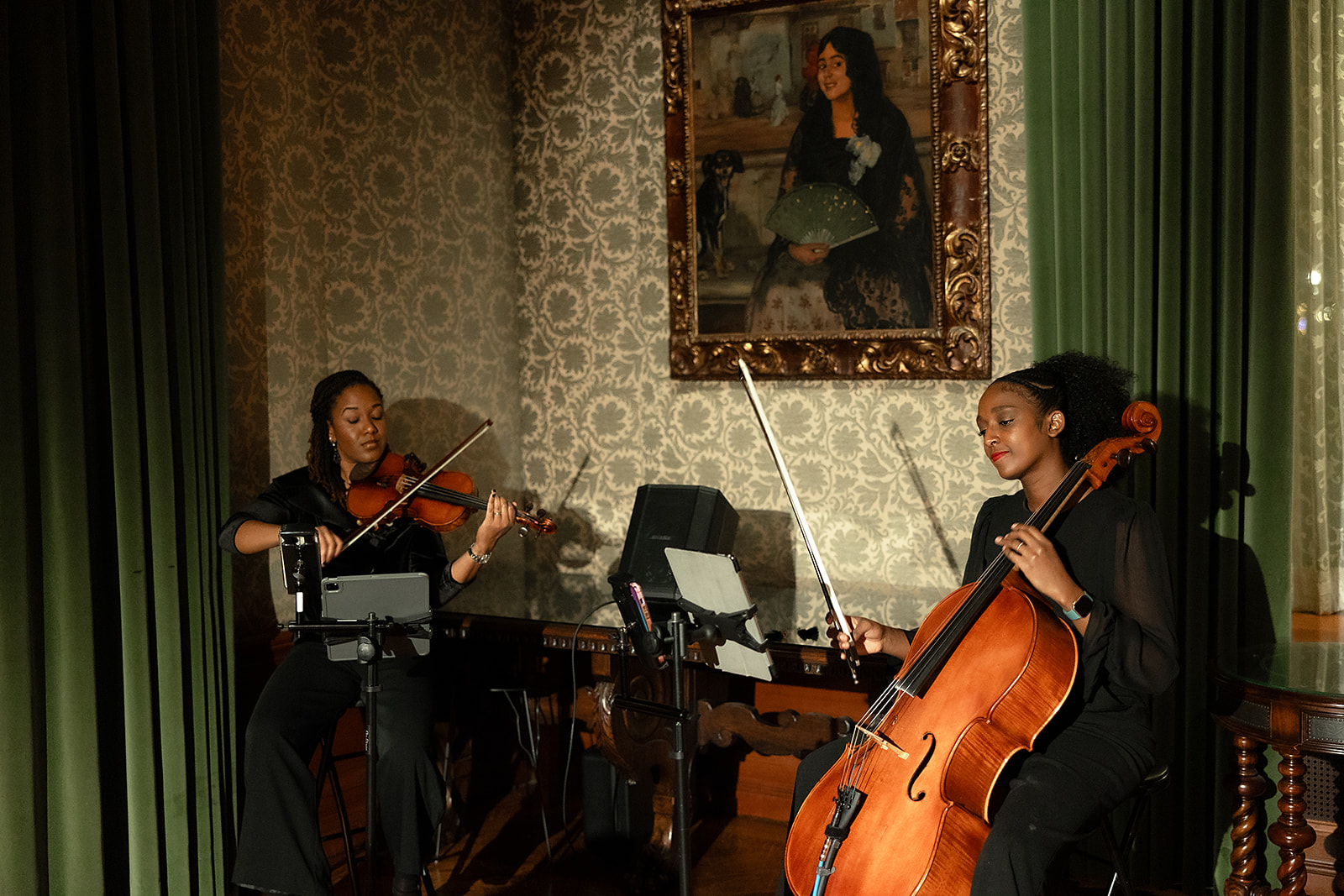 Live strings during a Detroit Athletic Club cocktail hour
