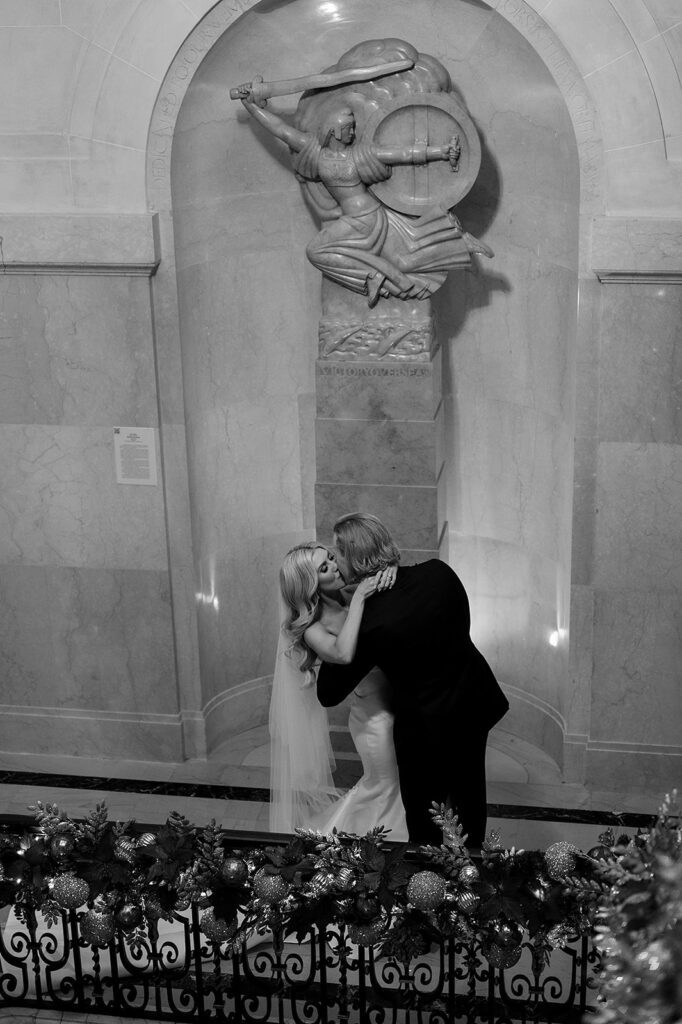 Bride and grooms portraits at Detroit Institute of Arts