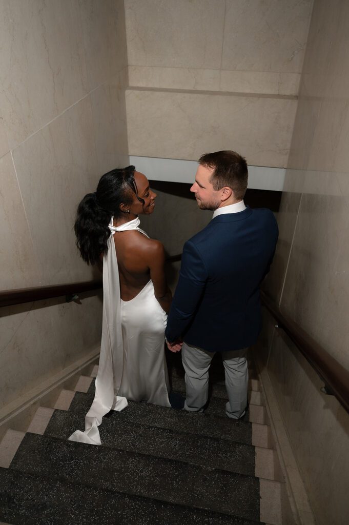Flash wedding rehearsal portraits in Detroit