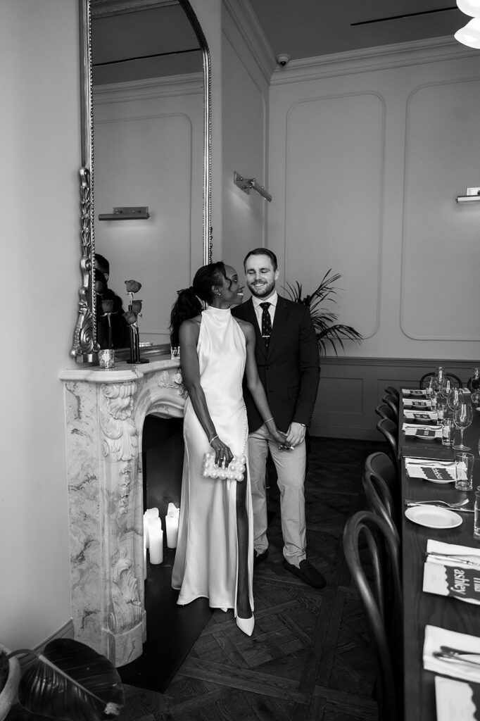 Bride and grooms portraits from their rehearsal dinner at Le Suprême