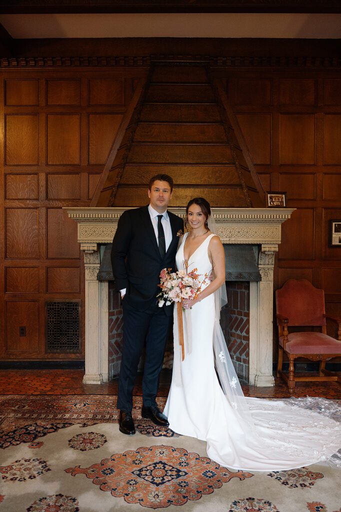 Indoor bride and grooms portraits from their Amway Grand Plaza wedding in Grand Rapids, Michigan