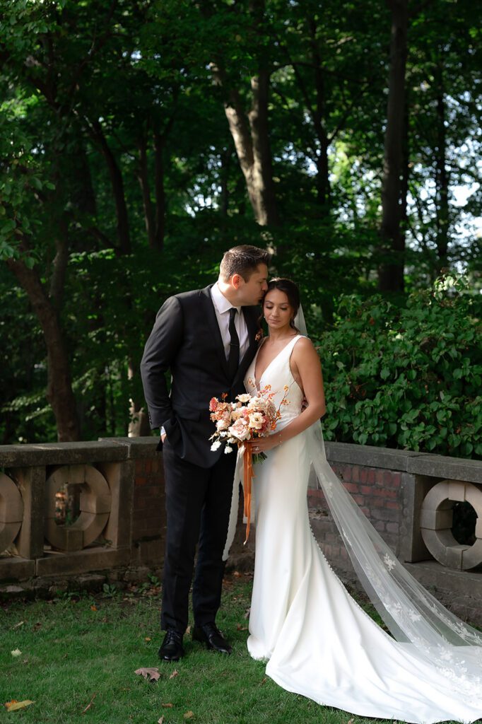 Outdoor bride and grooms portraits from a fall Grand Rapids wedding