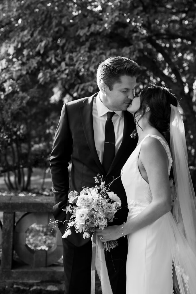 Outdoor bride and grooms portraits from a fall Grand Rapids wedding