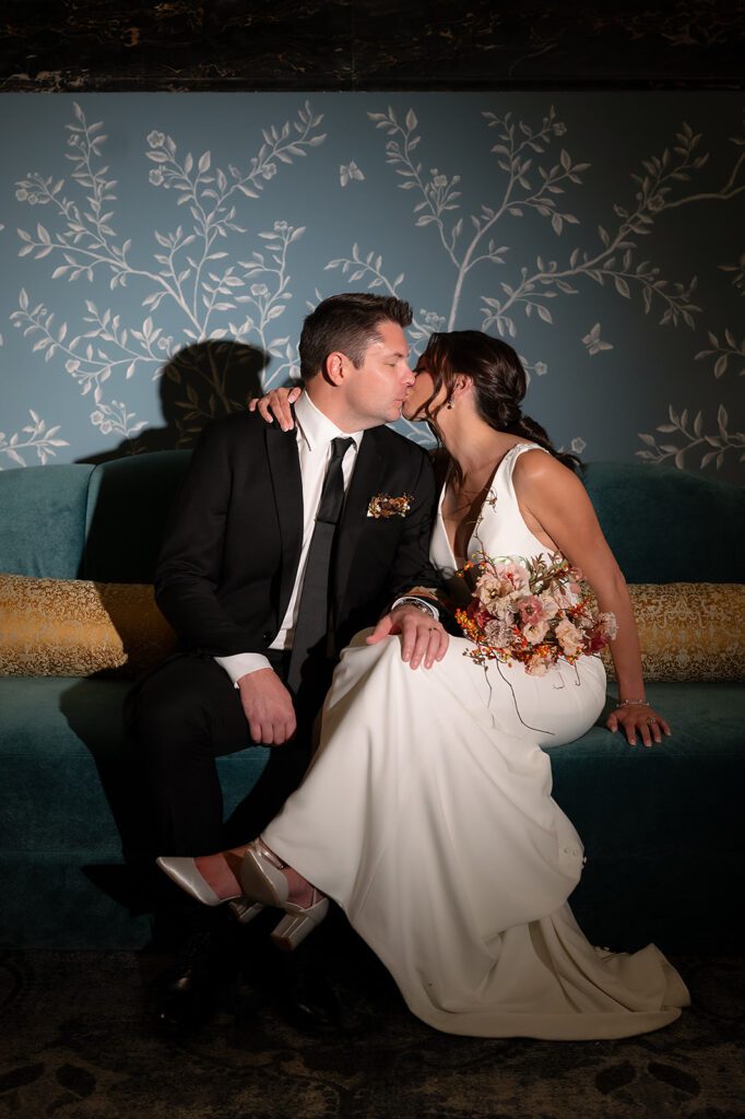 Indoor bride and grooms portraits from their Amway Grand Plaza wedding in Grand Rapids, Michigan