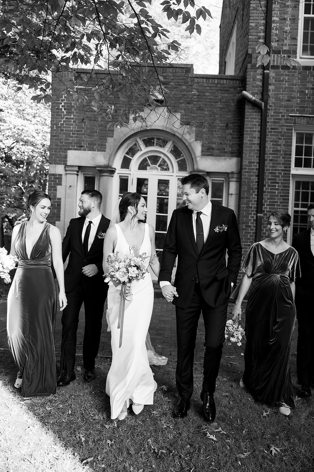 Outdoor Grand Rapids wedding party photos