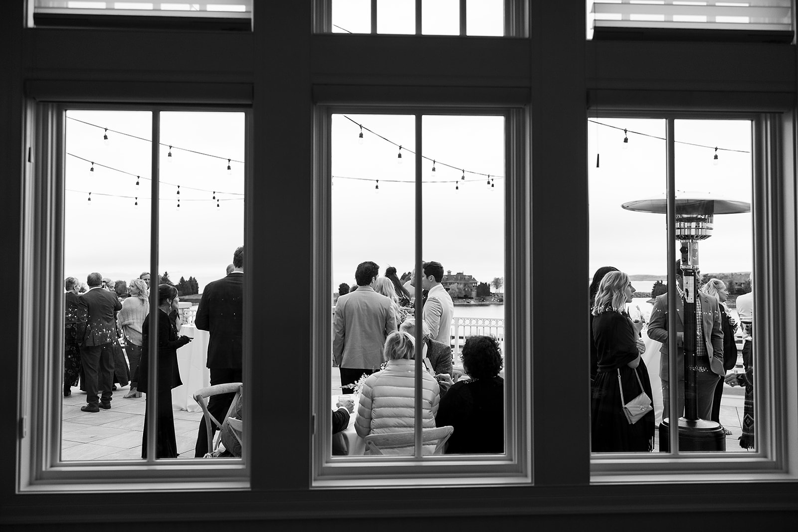 Guests mingling during cocktail hour at  Bay Harbor Yacht Club in Northern Michigan